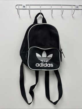 adidas Black Mini Backpack with White Logo